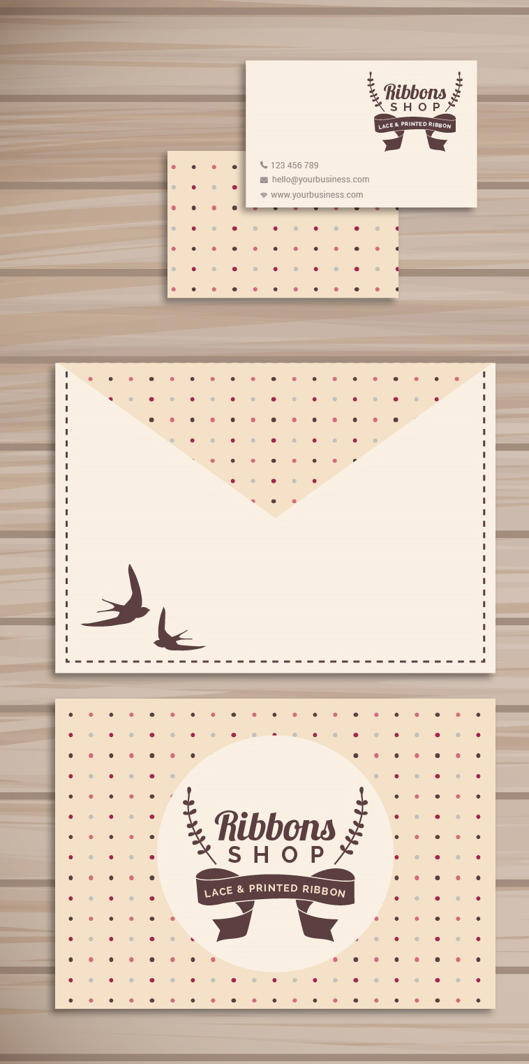 шаблон конверт, визитка, ретро, коричневая