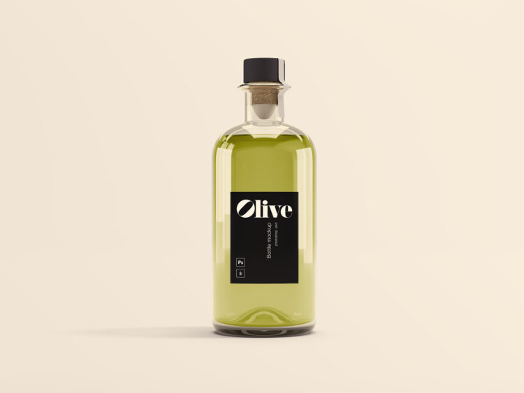 бесплатный мокап бутылки для оливкового масла