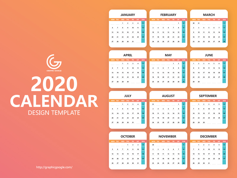 календарь шаблон 2020 бесплатно скачать psd calendar