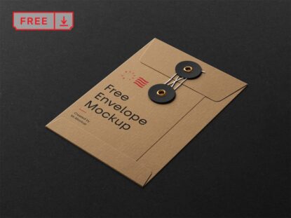мокап конверта скачать кравфтовый с застежкой mockup
