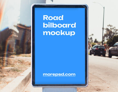 Мокап вертикального биллборда бесплатно скачать у дороги mockup free outdoor