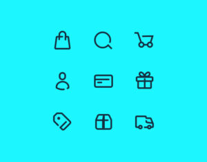 иконки магазин онлайн интернет, вектор, line icons shop profile basket buy