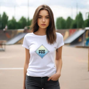 мокап футболки на девушке белая psd скачать бесплатно mockup